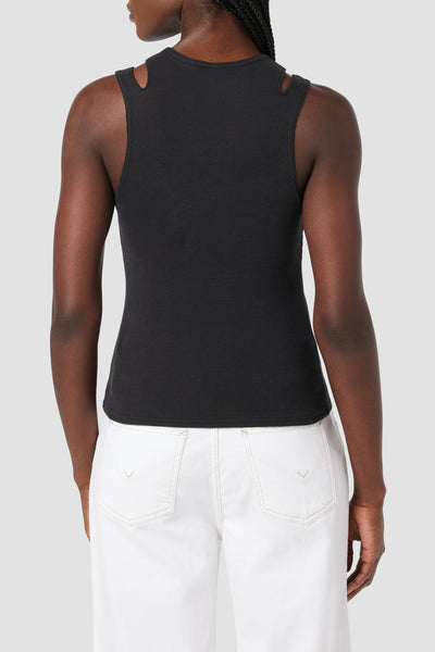 Low Cut Stretch Wool Tank - Black