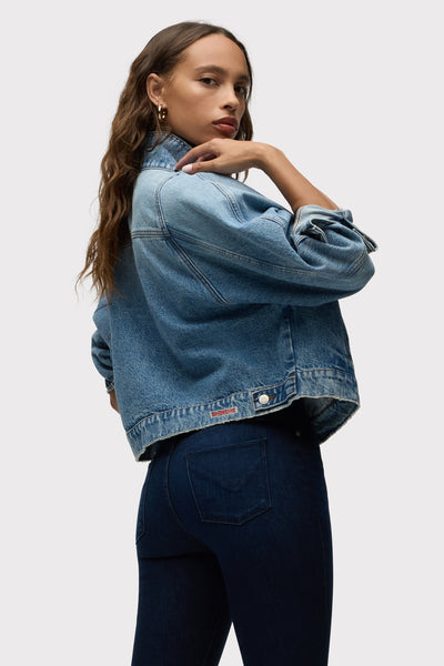 Hudson Jeans Oversized Union Jack Denim Jacket Blue L