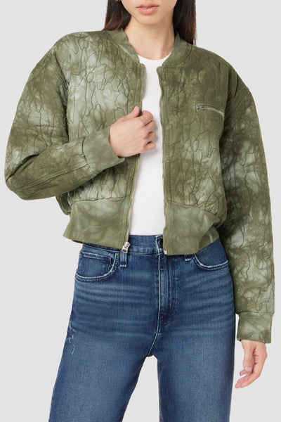 Women's Bomber jacket in coated denim
