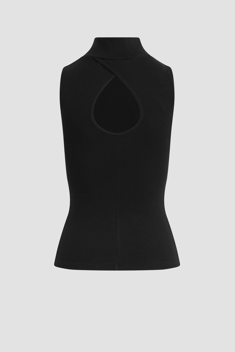 Mockneck Back Keyhole Tank