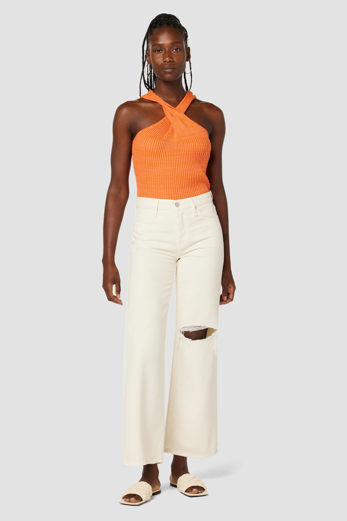 High waisted wide leg ankle pants top
