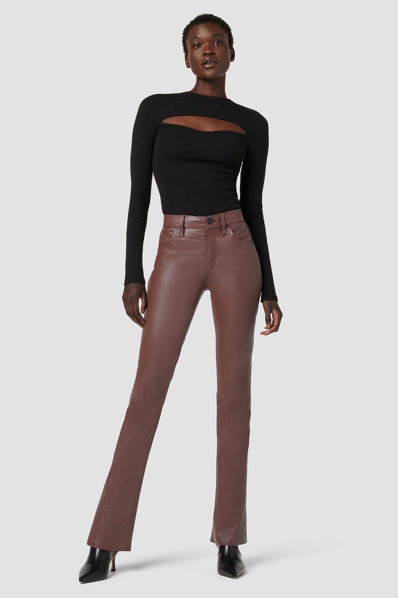 Barbara High-Rise Baby Bootcut Leather Pant