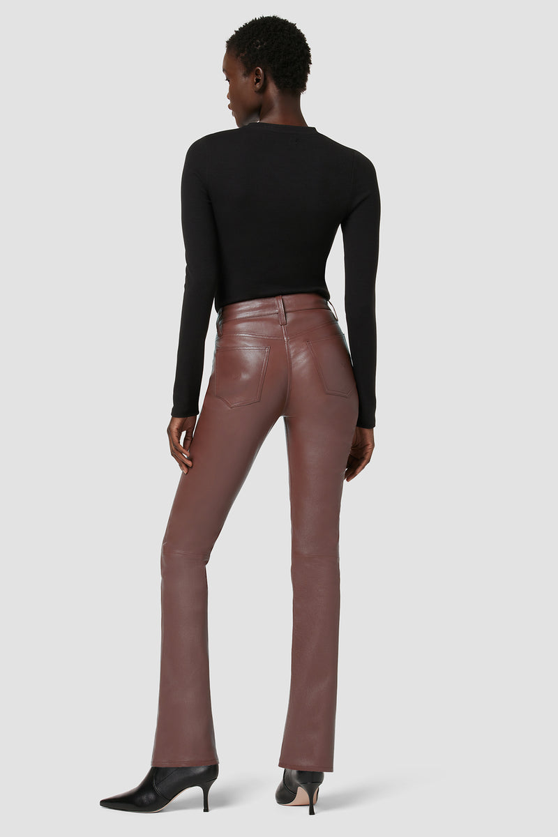 Barbara High-Rise Baby Bootcut Leather Pant