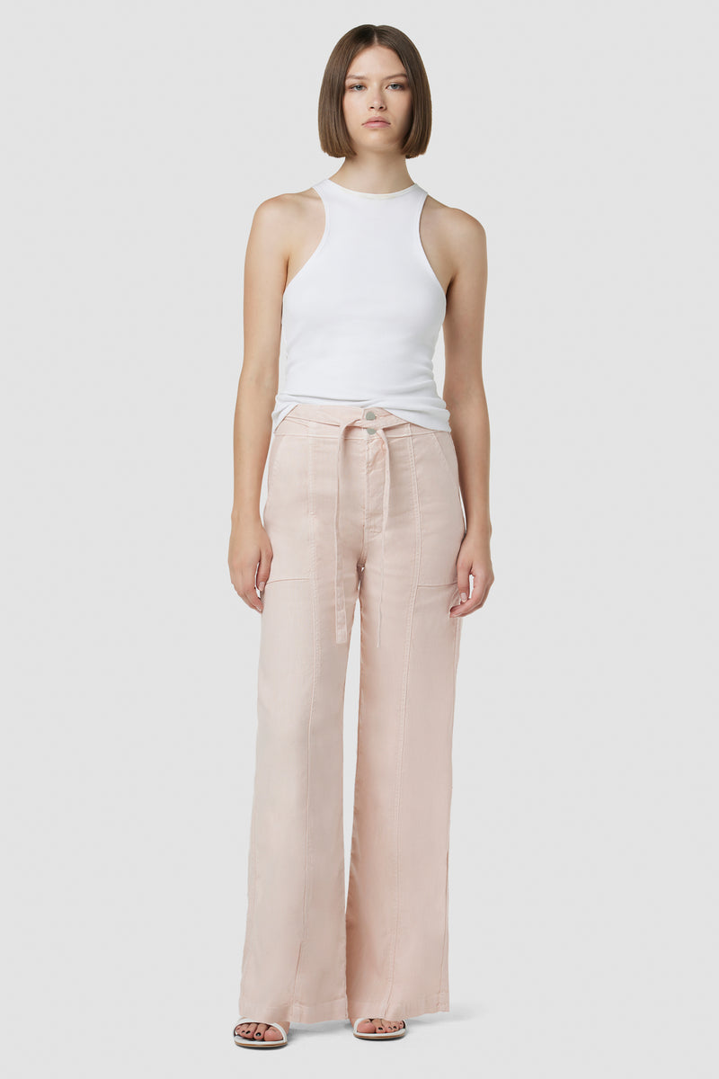 Tie Waist Wide Leg Barefoot Trouser