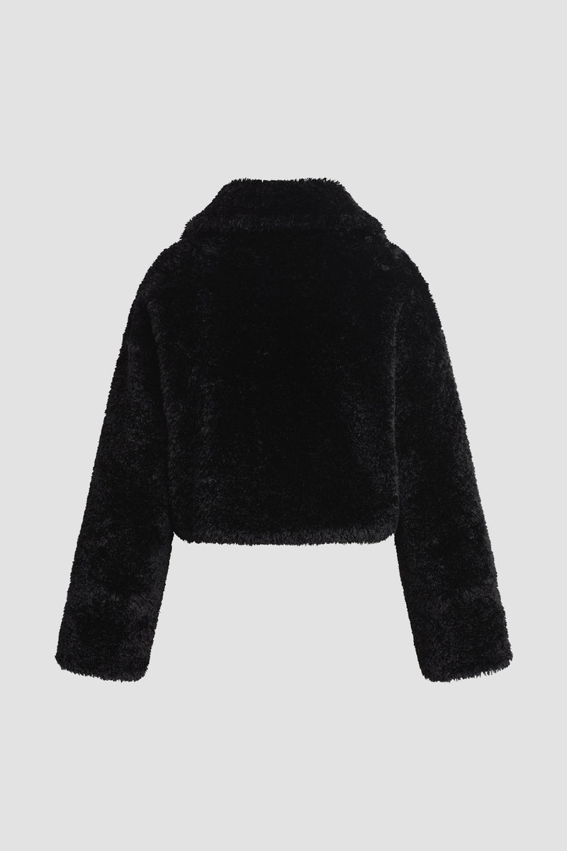 Cropped Plush Teddy Fur Jacket