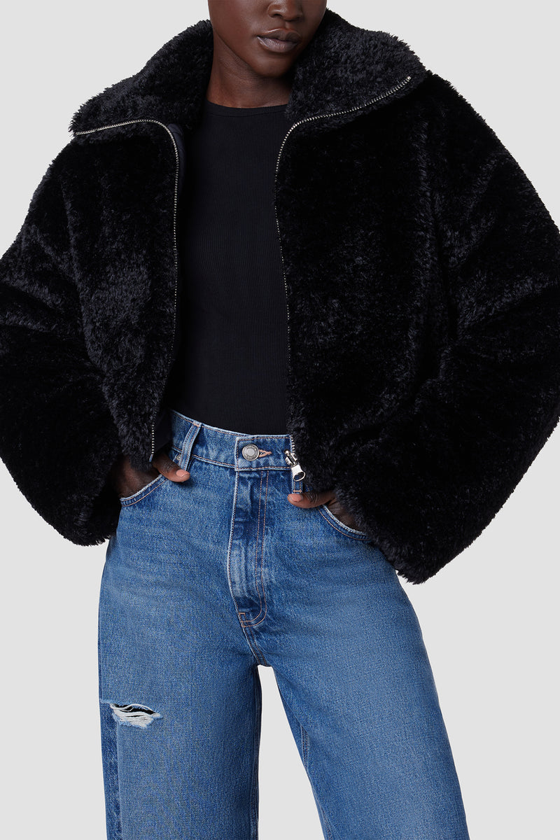 Cropped Plush Teddy Fur Jacket