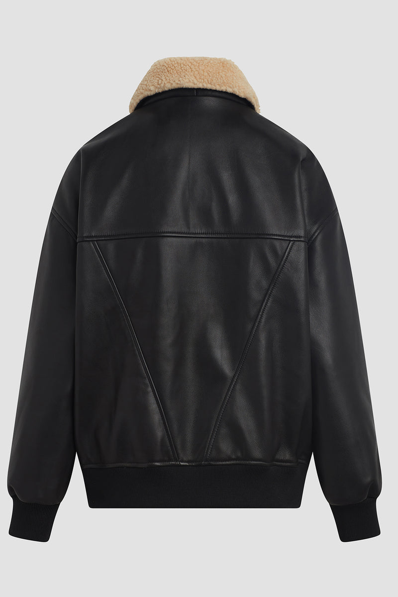 Oversized Leather Bomber Jacket