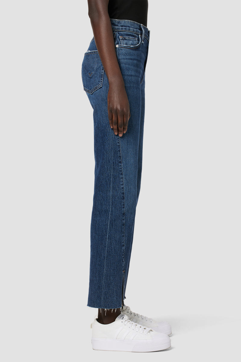 Remi High-Rise Straight Ankle Forward Seam Jean w/ Slit Hem