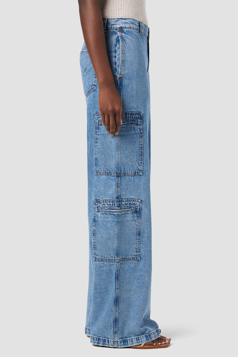 High-Rise Welt Pocket Wide Leg Cargo