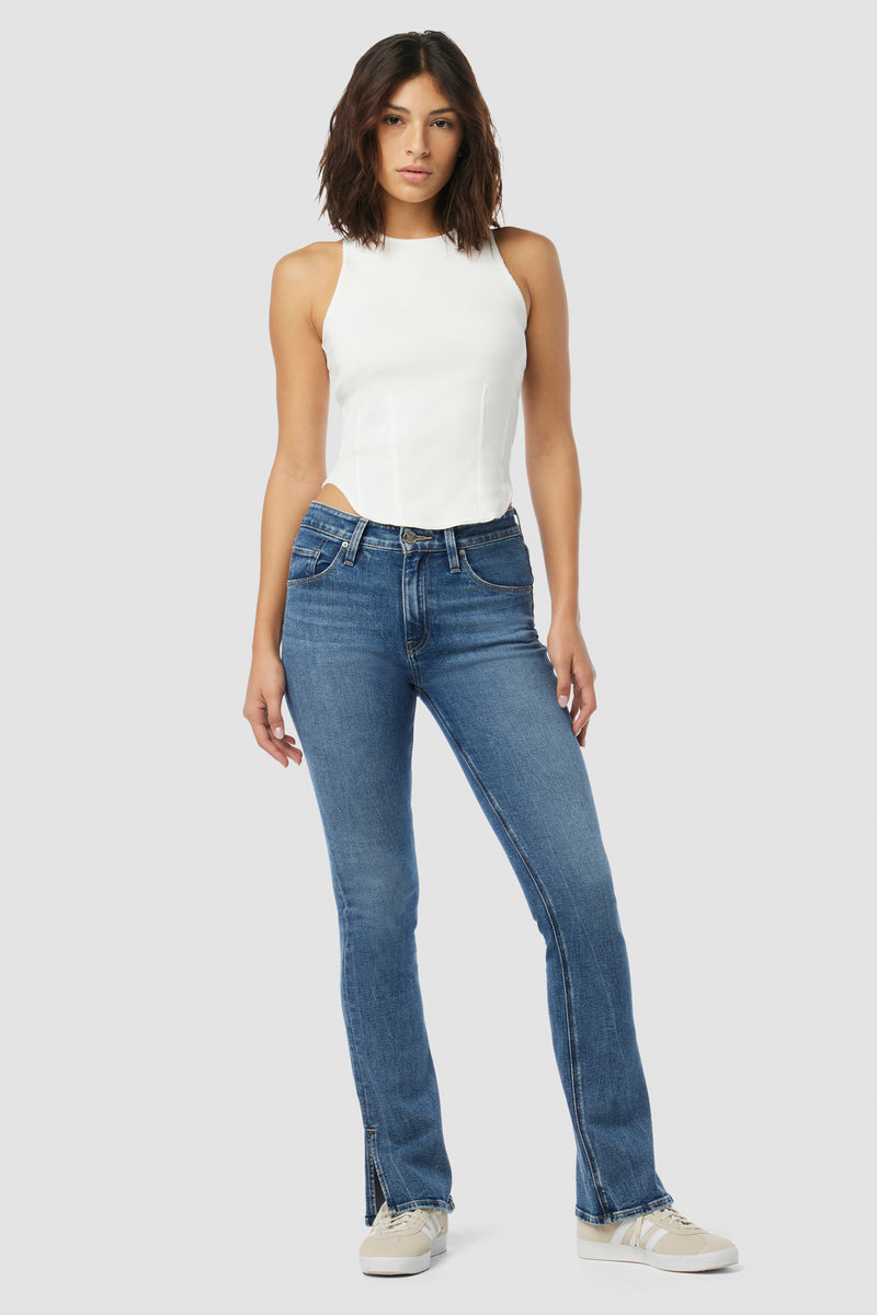 Barbara High-Rise Baby Bootcut Jean w/ Slit Hem