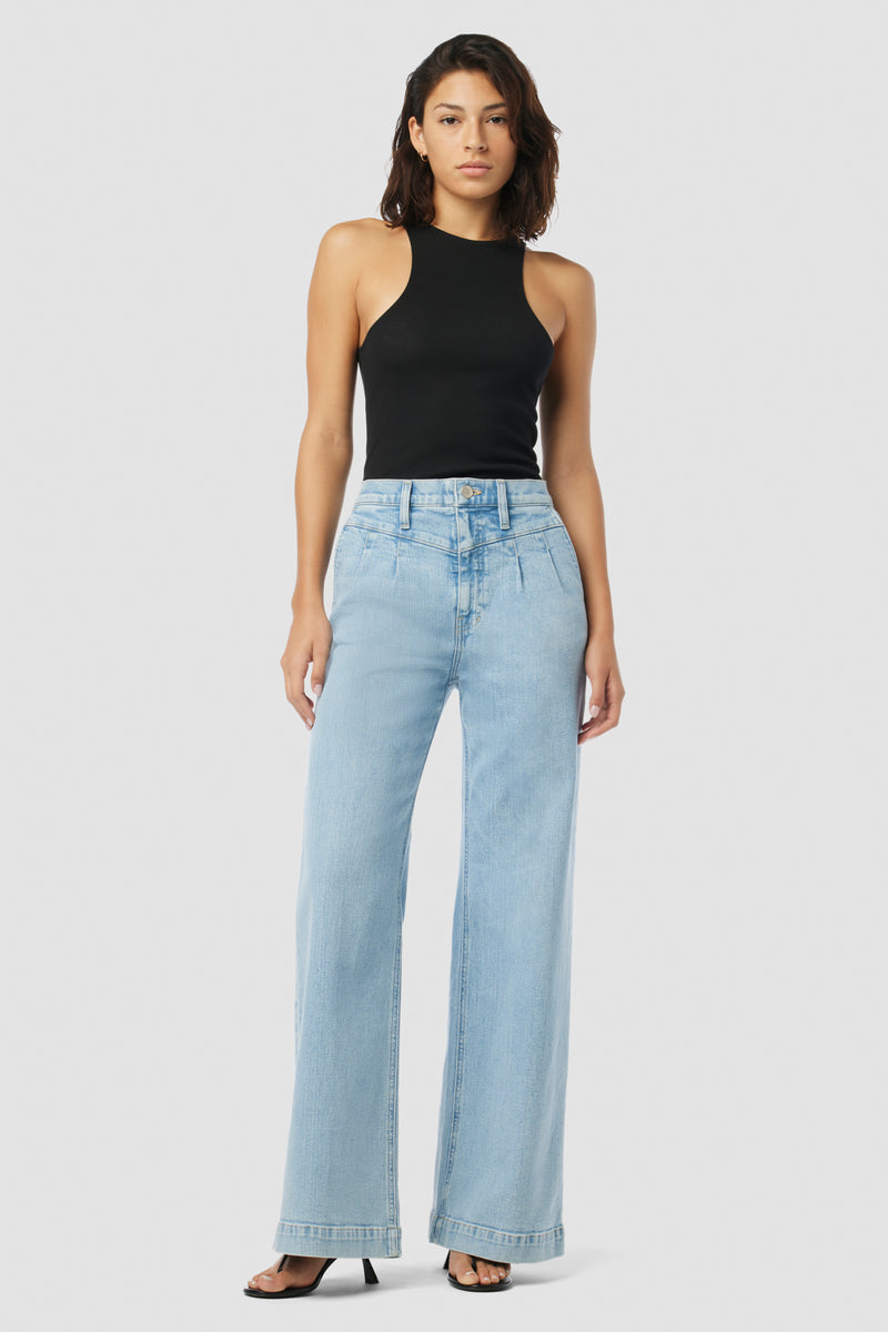 Jodie Pleated Front Yoke Wide Leg