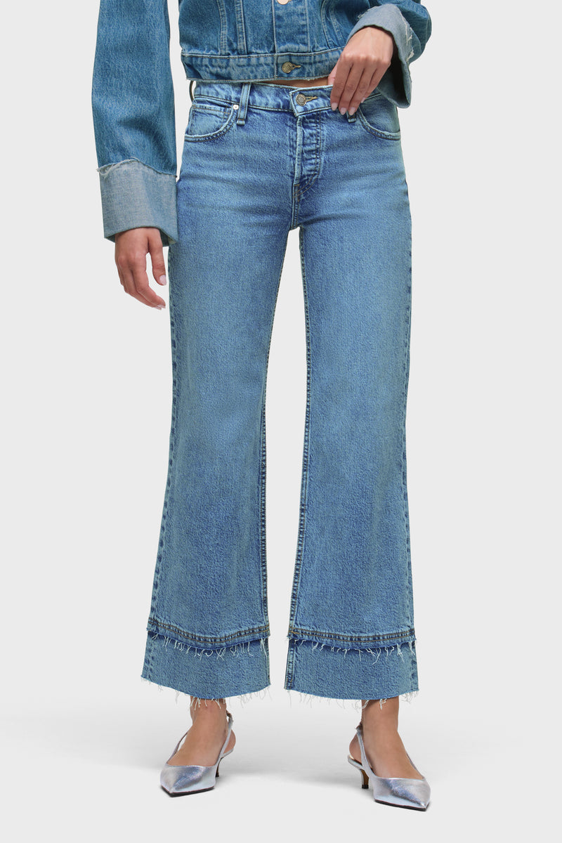Rosie High-Rise Wide Leg Ankle Cuff Raw Hem