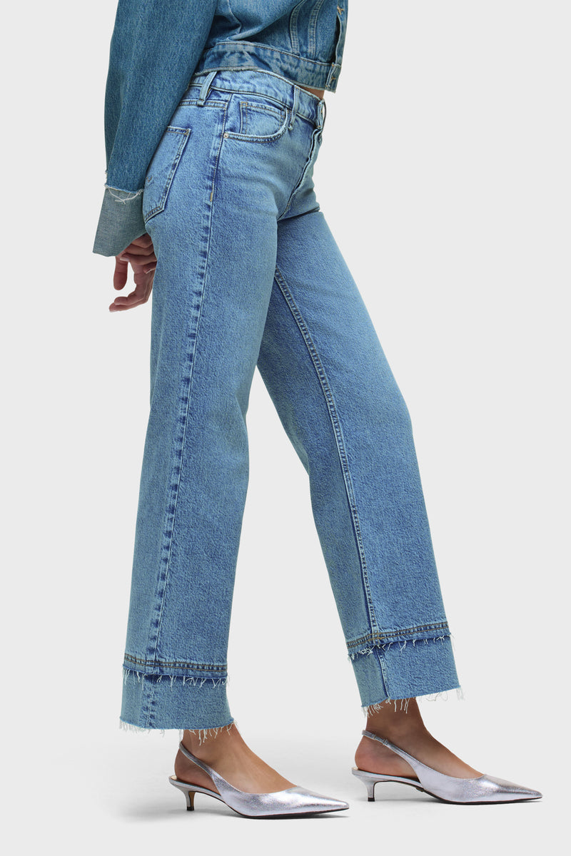 Rosie High-Rise Wide Leg Ankle Cuff Raw Hem