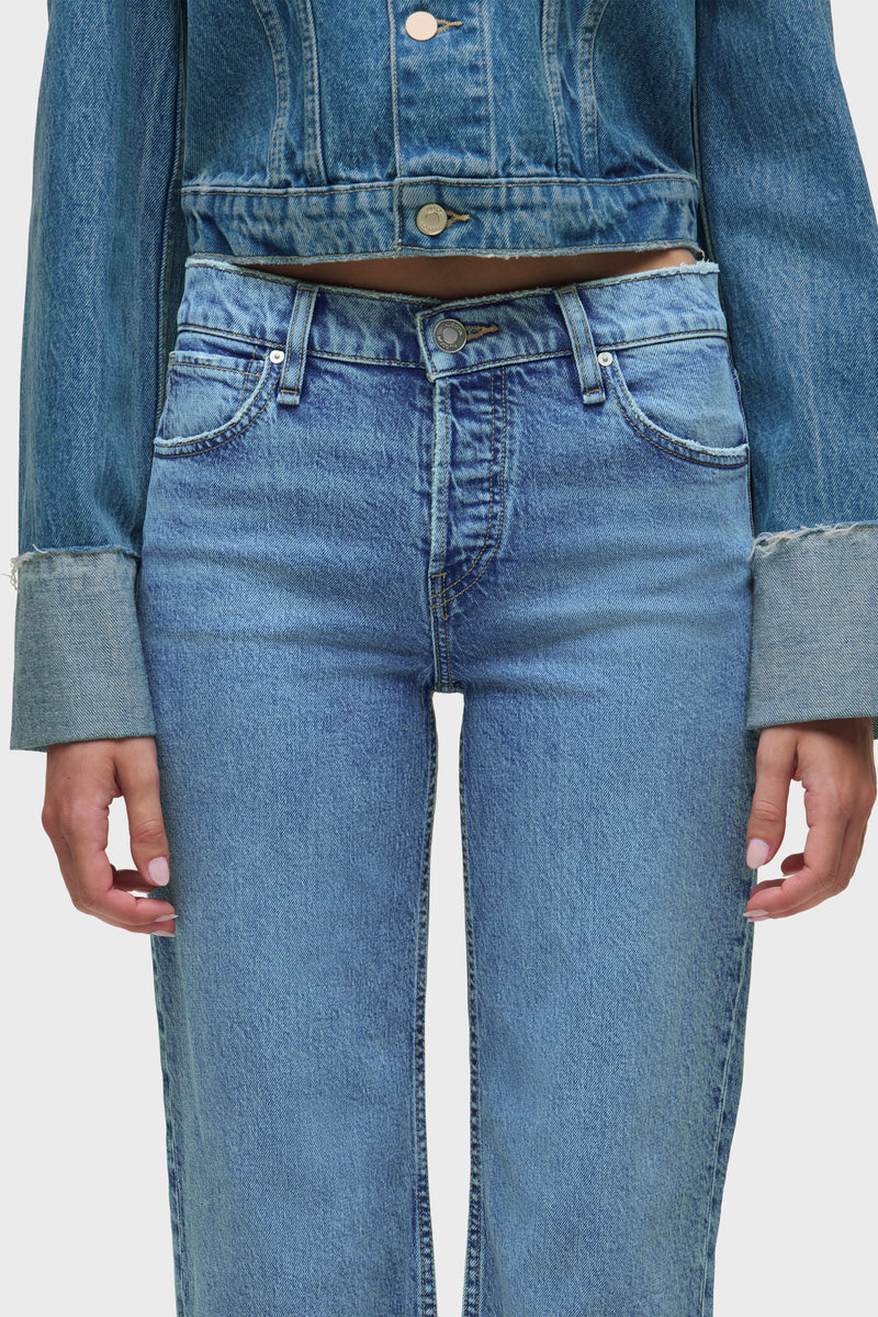 Rosie High-Rise Wide Leg Ankle Cuff Raw Hem