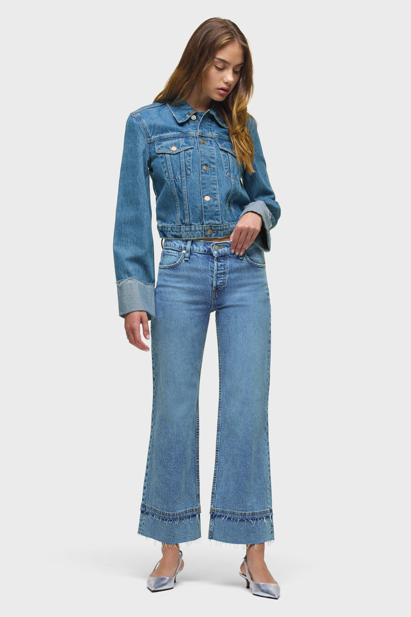 Rosie High-Rise Wide Leg Ankle Cuff Raw Hem