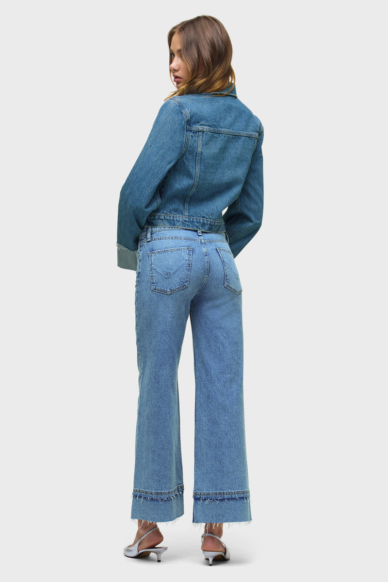 Rosie High-Rise Wide Leg Ankle Cuff Raw Hem