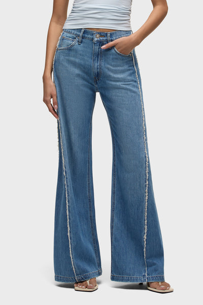 Jodie Loose Fit Wide Leg Jean With Frayed Seams