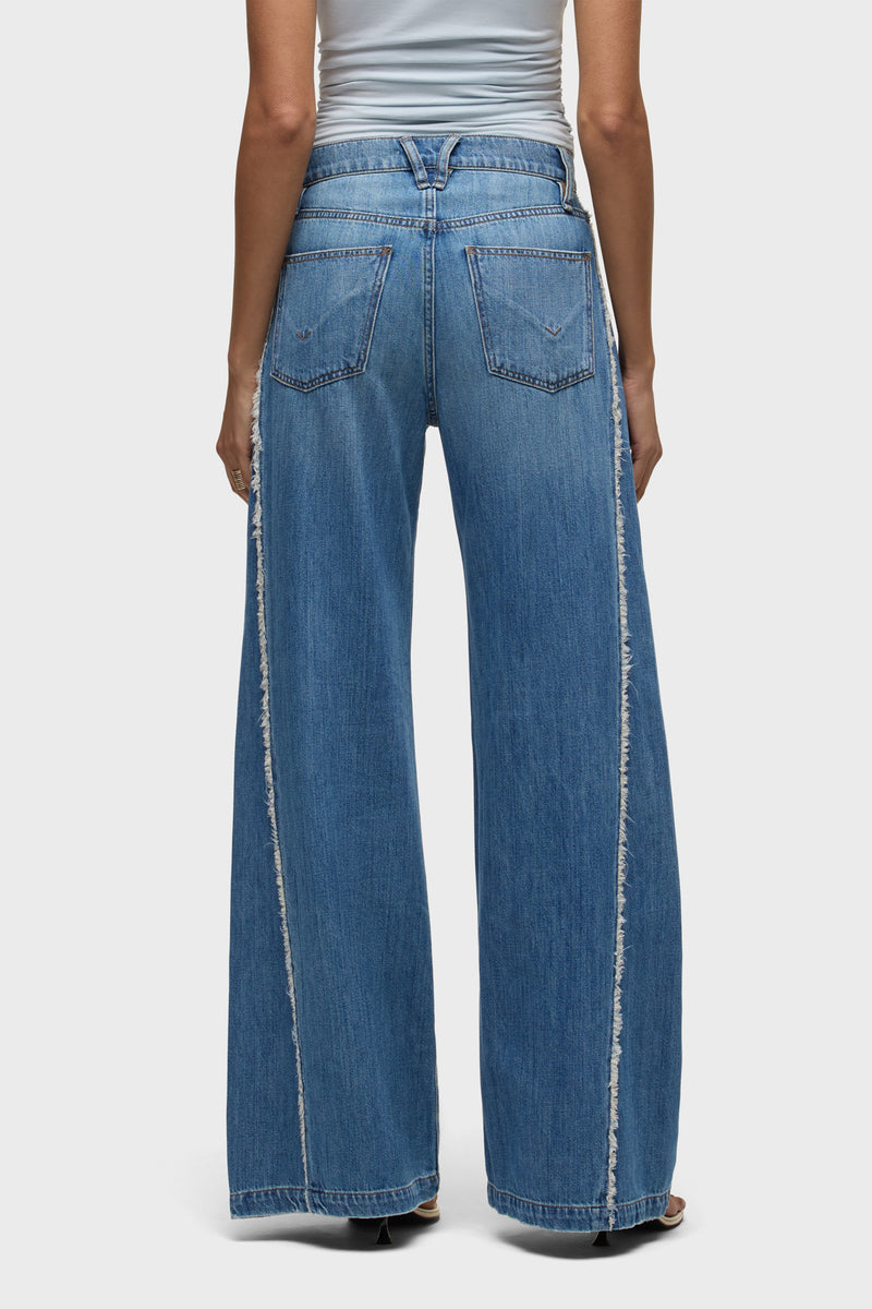 Jodie High Rise Loose Fit Wide Leg Jean With Frayed Seams