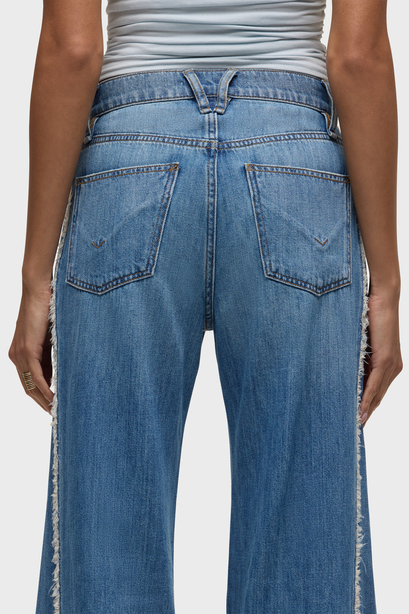 Jodie High Rise Loose Fit Wide Leg Jean With Frayed Seams