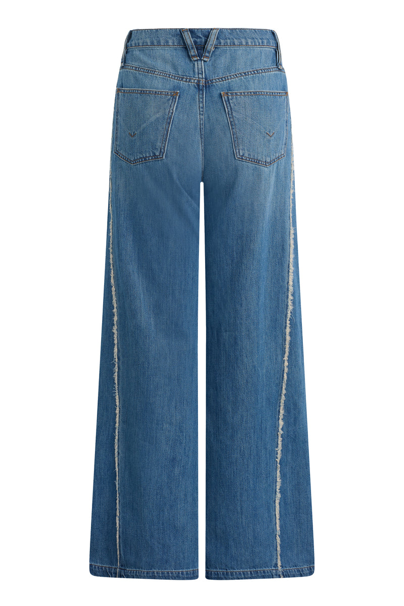 Jodie High Rise Loose Fit Wide Leg Jean With Frayed Seams