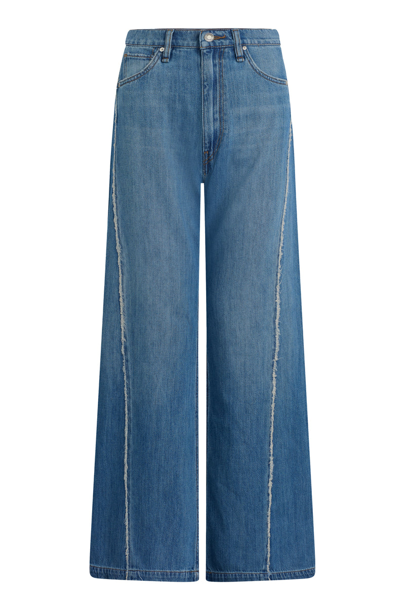 Jodie High Rise Loose Fit Wide Leg Jean With Frayed Seams