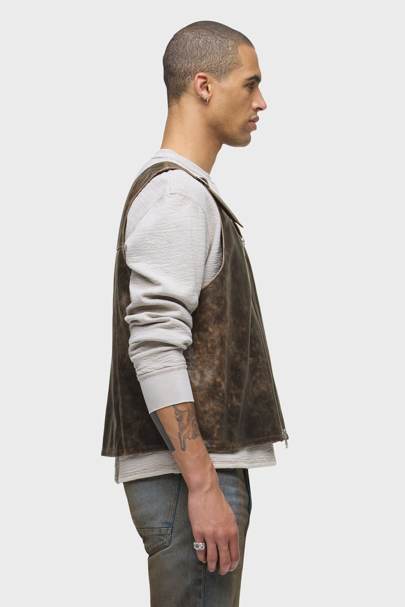 Success Leather Zip Vest