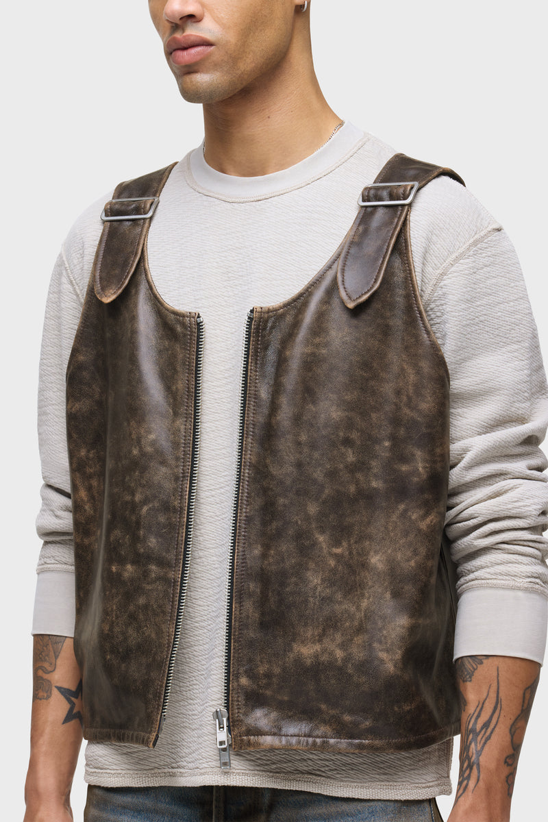 Success Leather Zip Vest