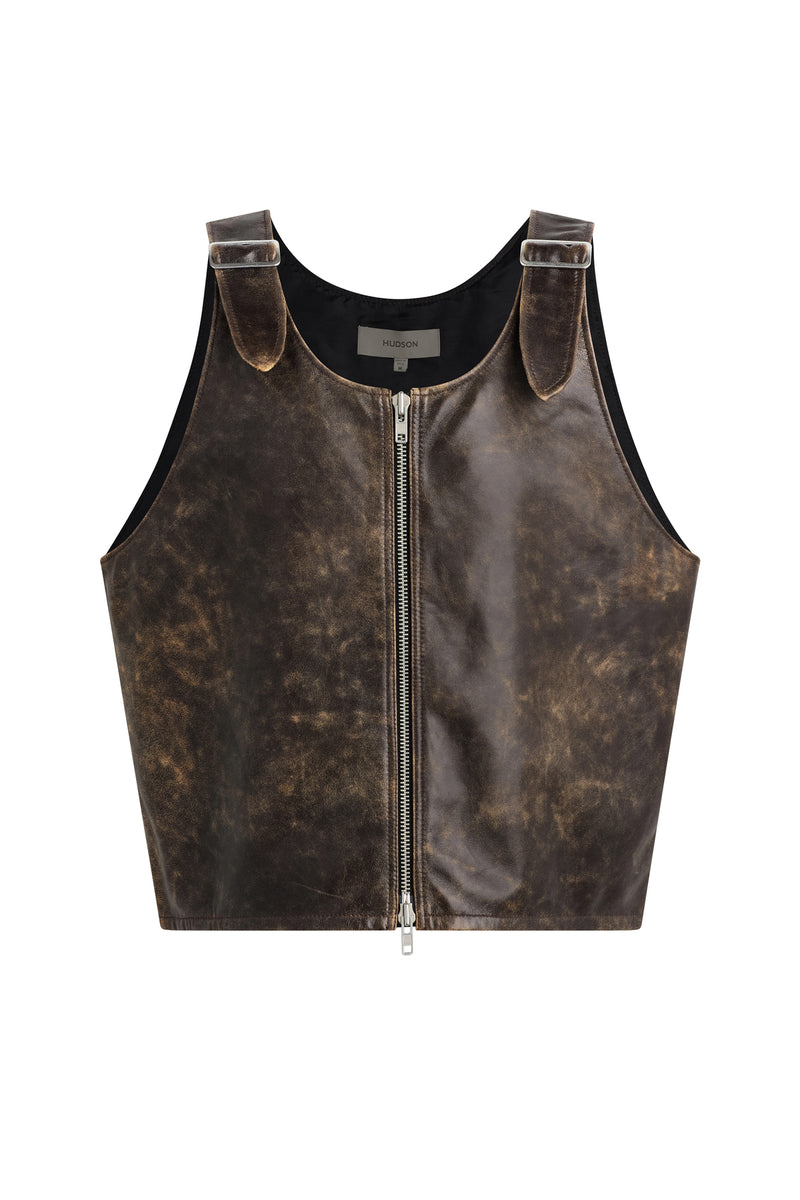 Success Leather Zip Vest