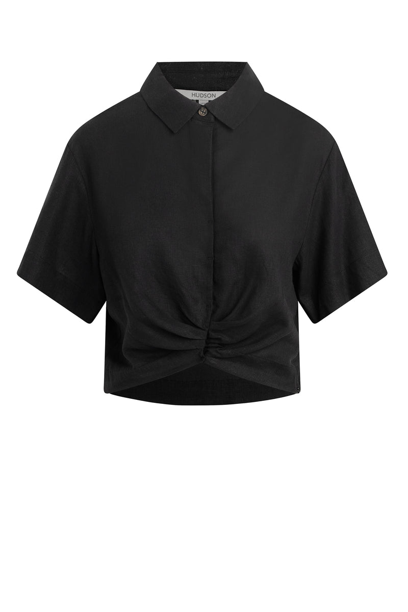 Short Sleeve Knotted Button Down Shirt