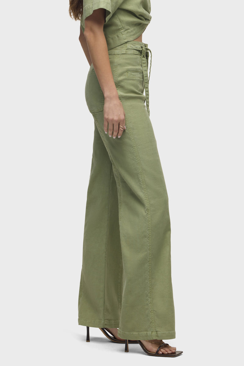 Tie Waist Pintucked Trouser Pant