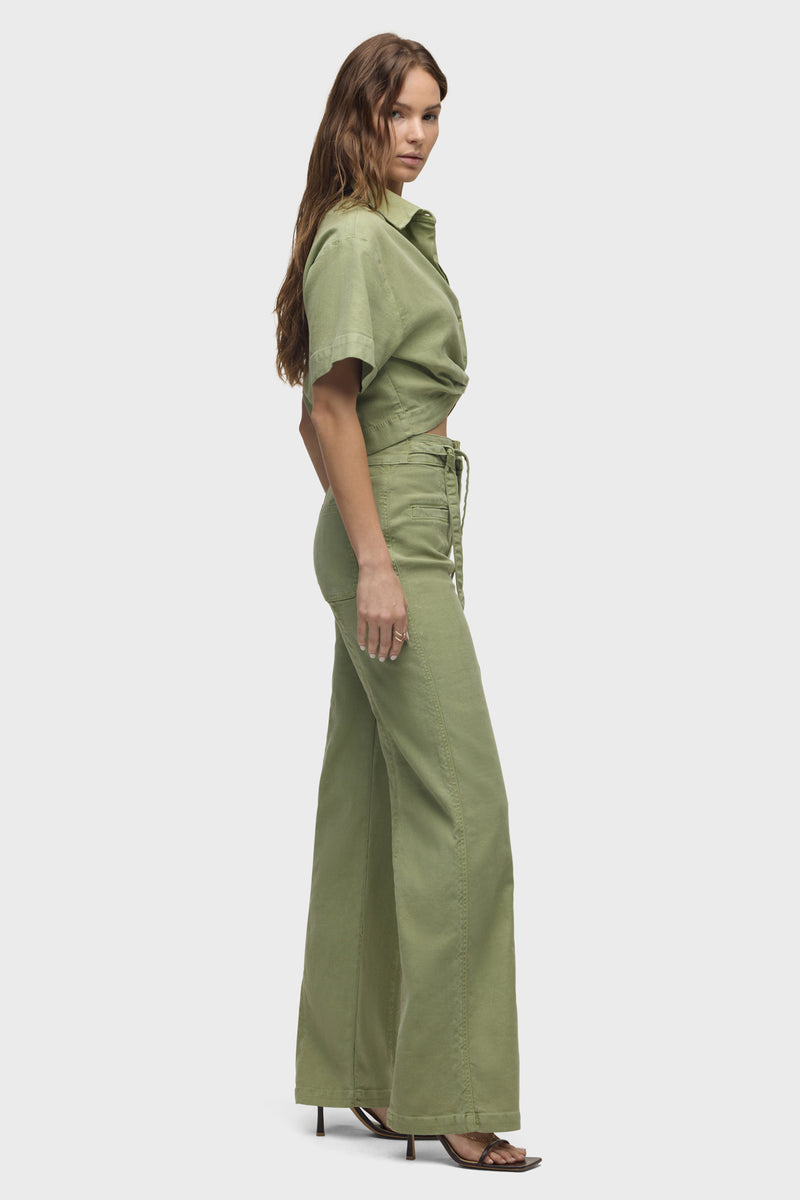 Tie Waist Pintucked Trouser Pant