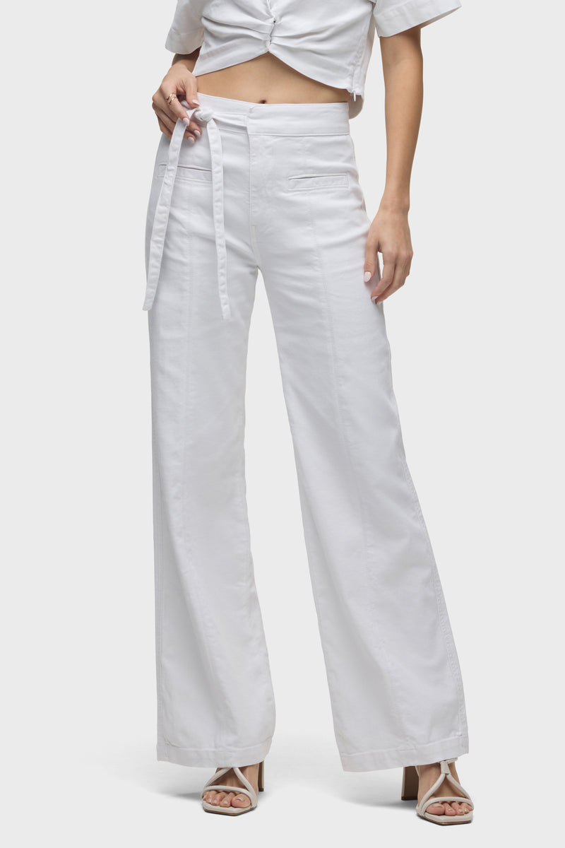 Tie Waist Pintucked Trouser Pant