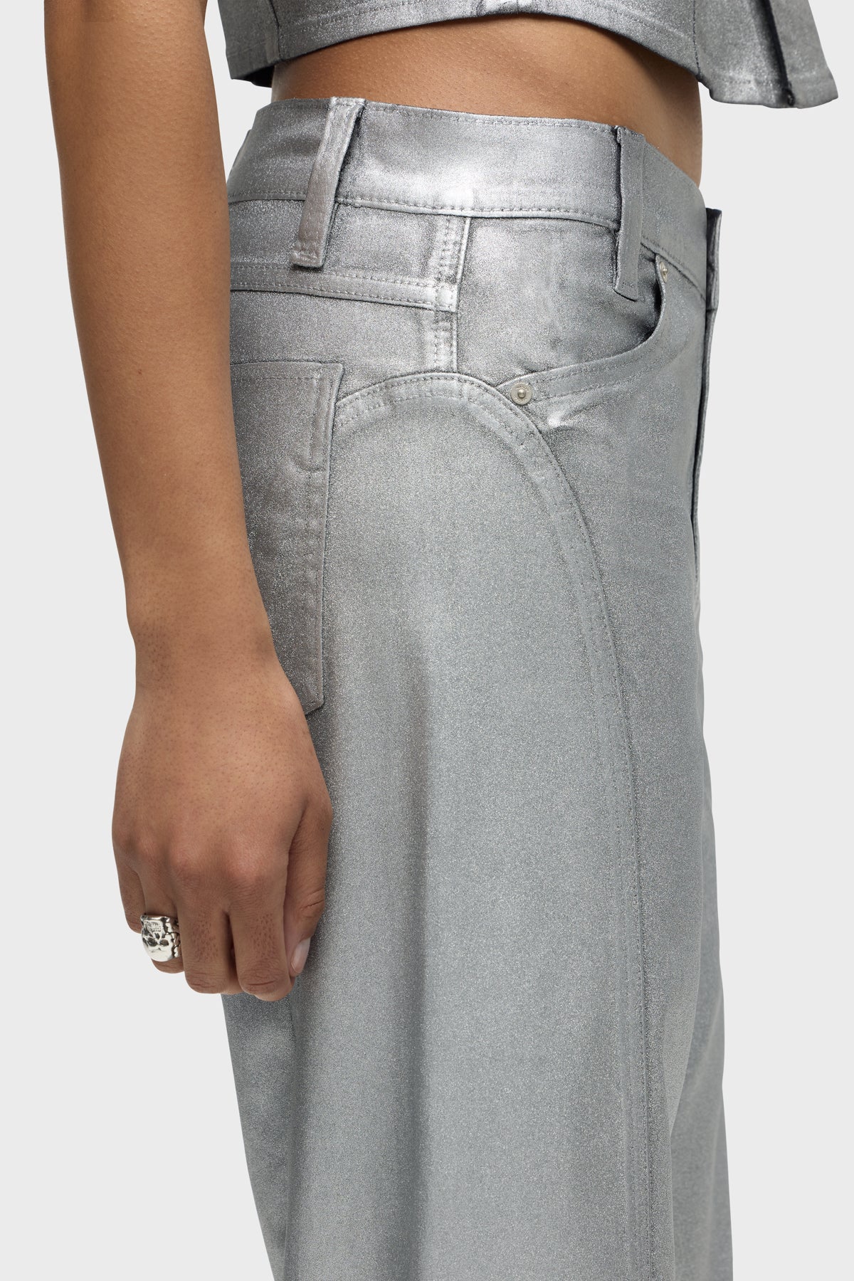 パンツ LONG STRAIGHT FOIL DENIM 26inch Silver Foil Straight Leg Jeans – Nude Story