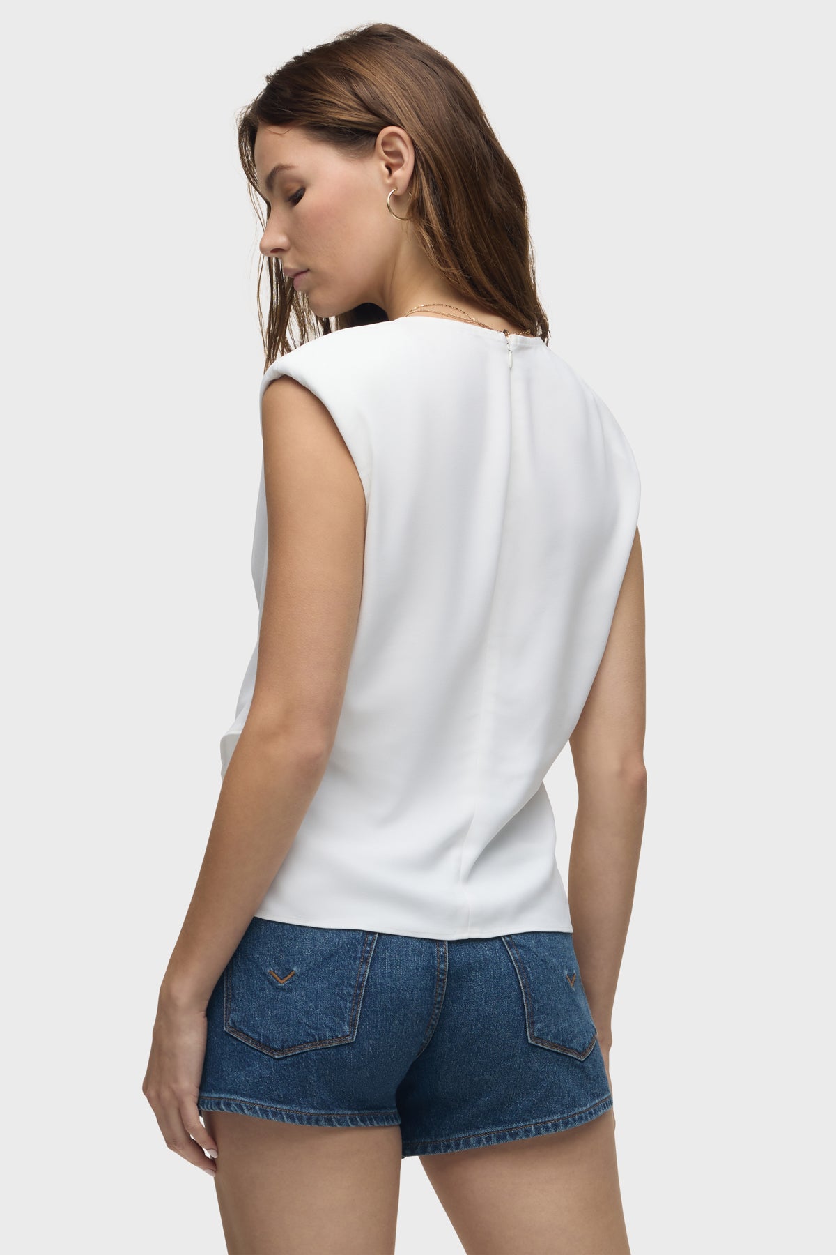 Shoulder Padded Wrap Sleeveless Tee | Hudson Jeans
