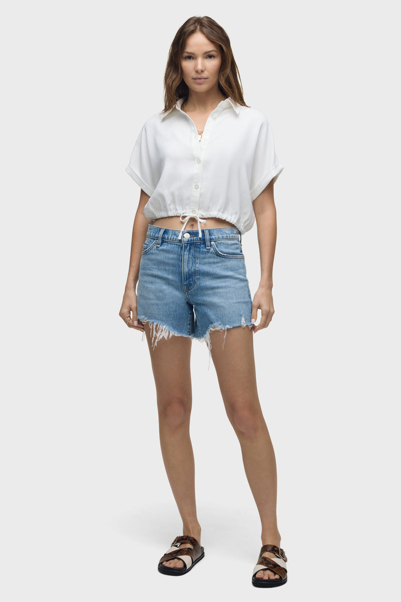 Drawstring Button Down Shirt