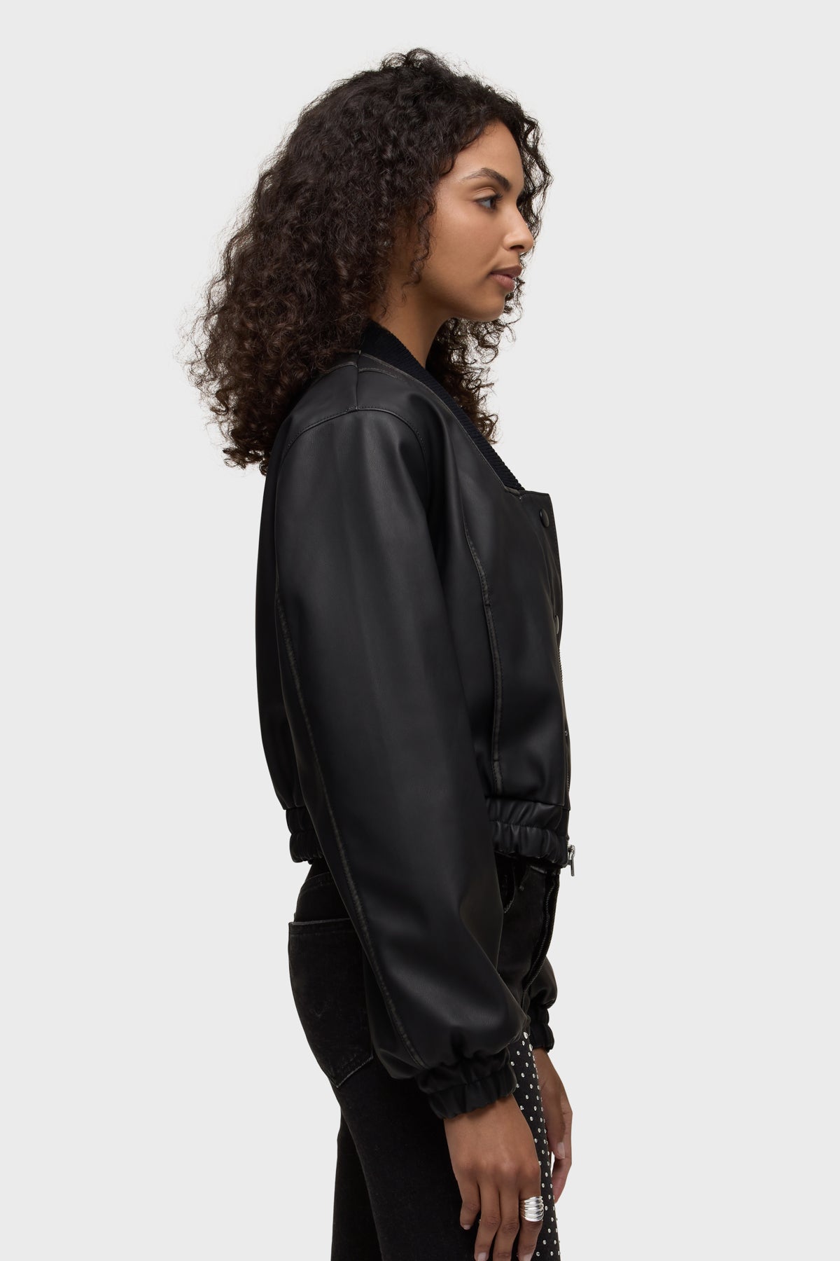 Vegan Leather Bomber Jacket