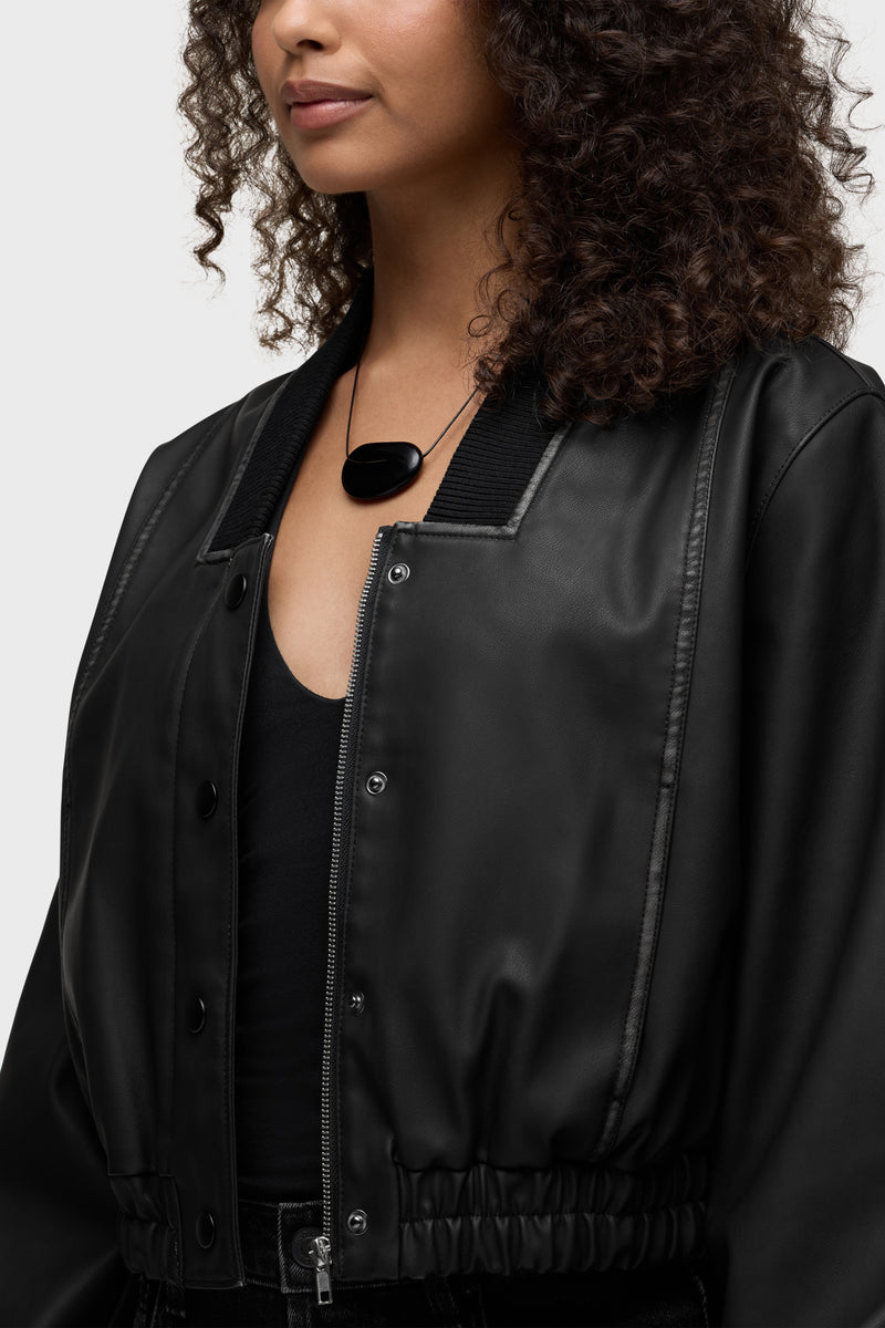 Vegan Leather Bomber Jacket