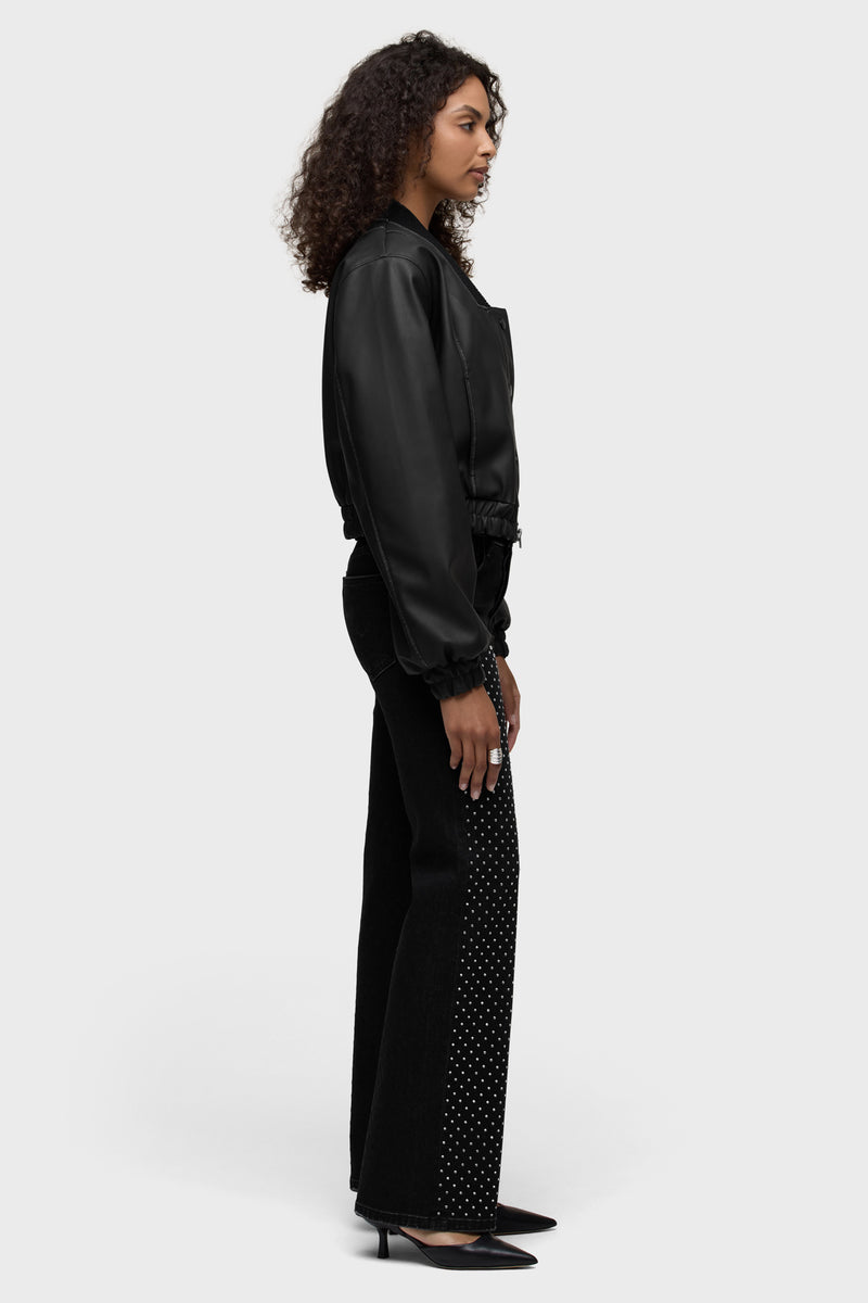 Vegan Leather Bomber Jacket