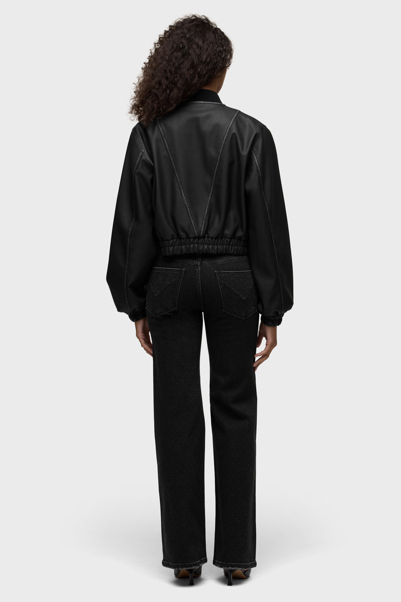 Vegan Leather Bomber Jacket