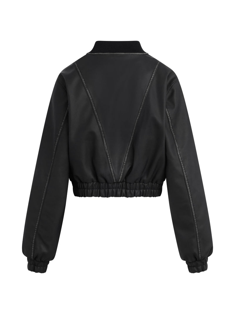 Vegan Leather Bomber Jacket