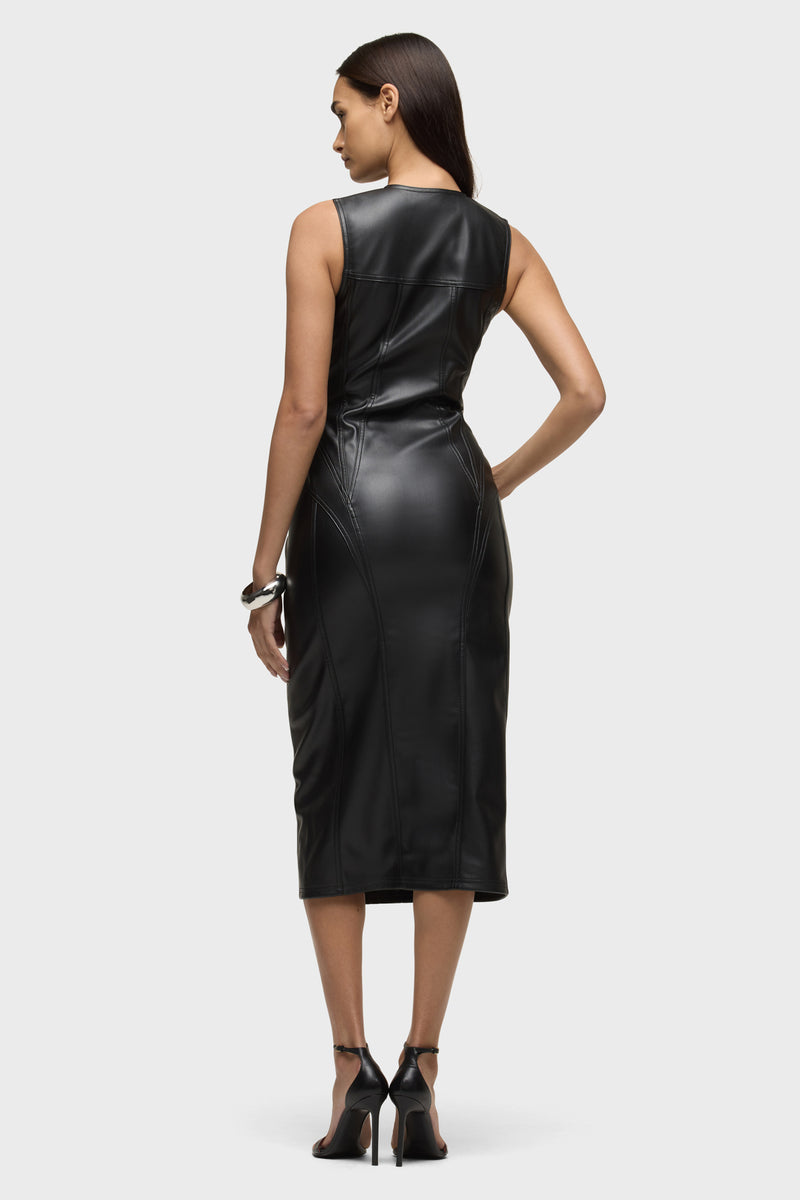 Vegan Leather Midi Dress