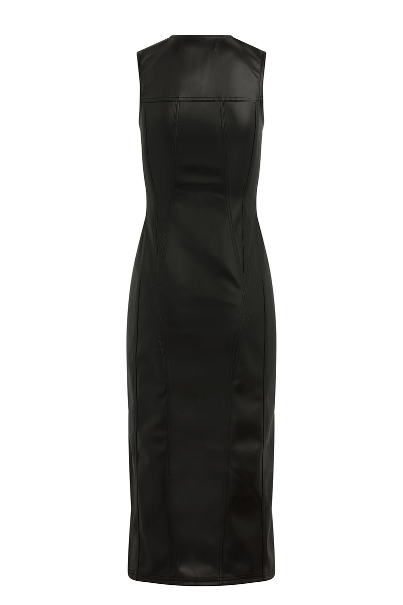 Vegan Leather Midi Dress