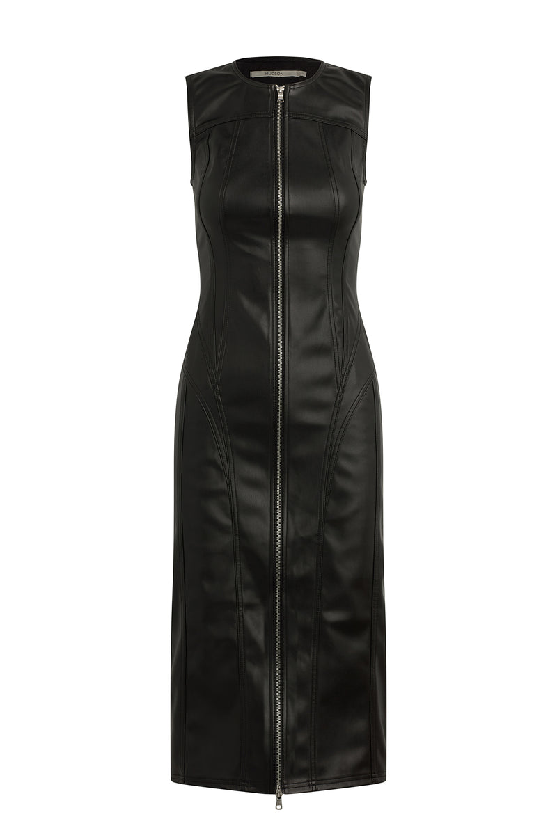 Vegan Leather Midi Dress