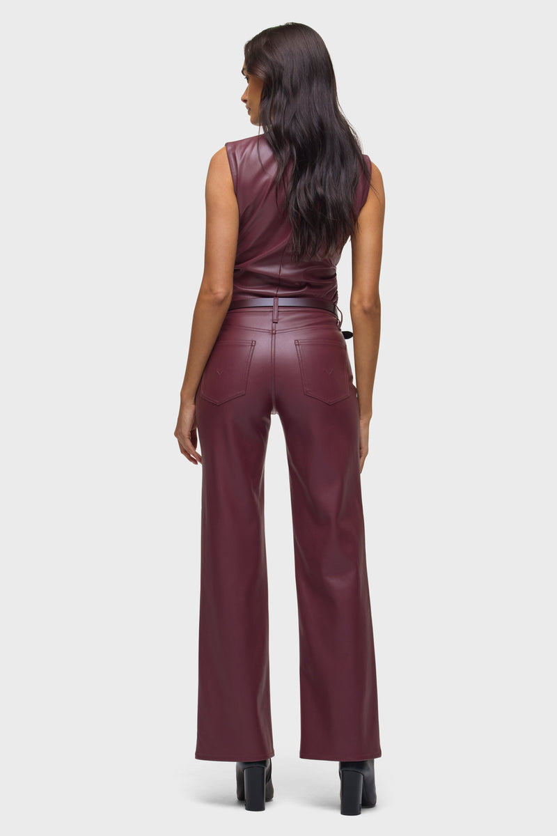 Vegan Leather Top W Side Seam Ruching