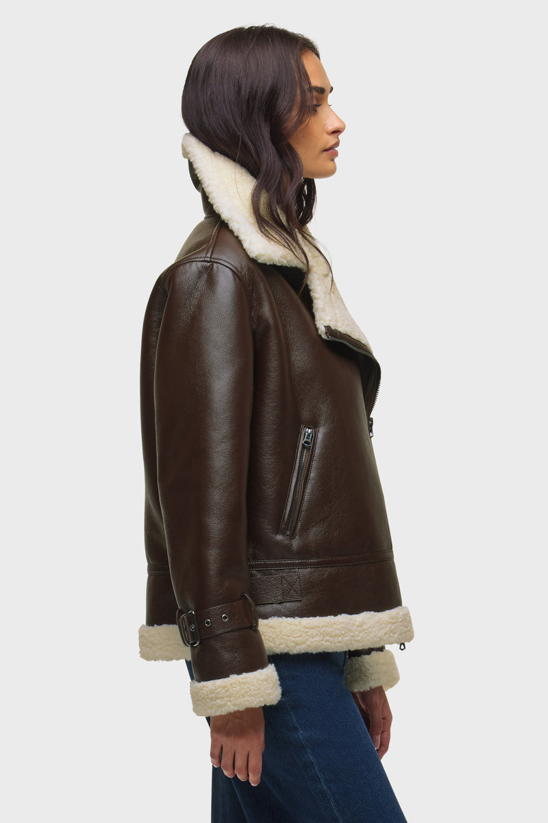 Vegan Leather Sherpa Jacket