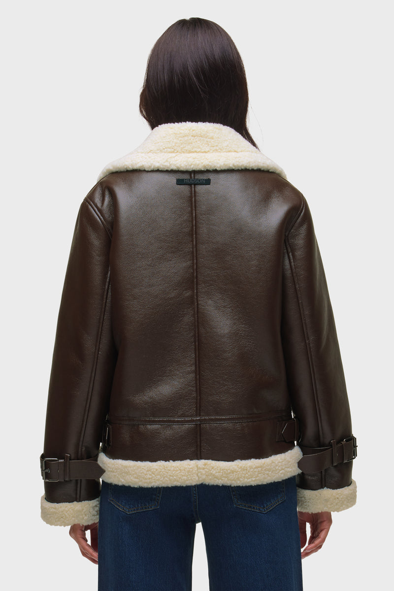 Vegan Leather Sherpa Jacket