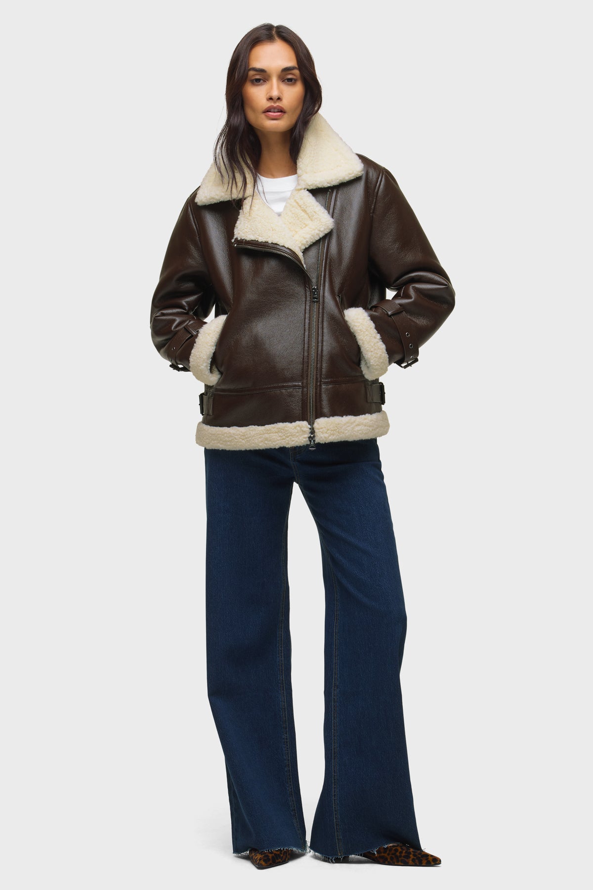 Vegan Leather Sherpa Jacket