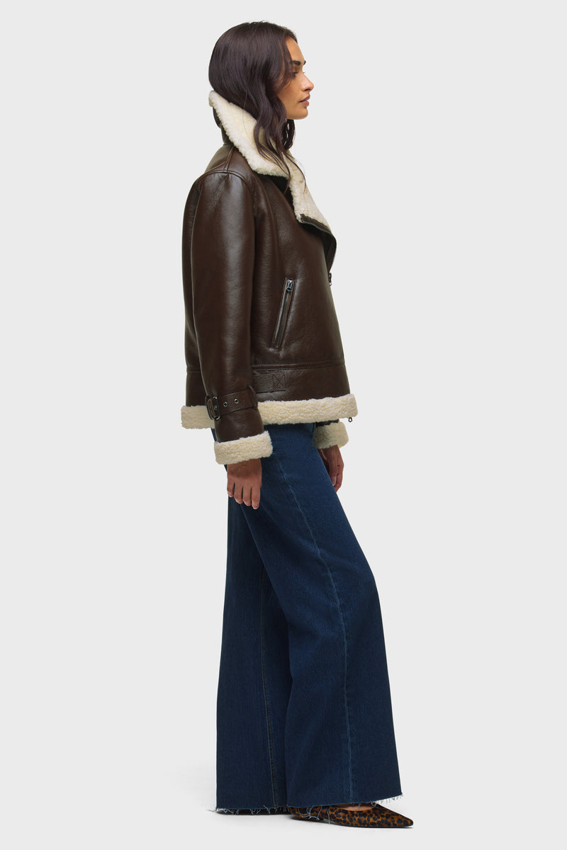 Vegan Leather Sherpa Jacket