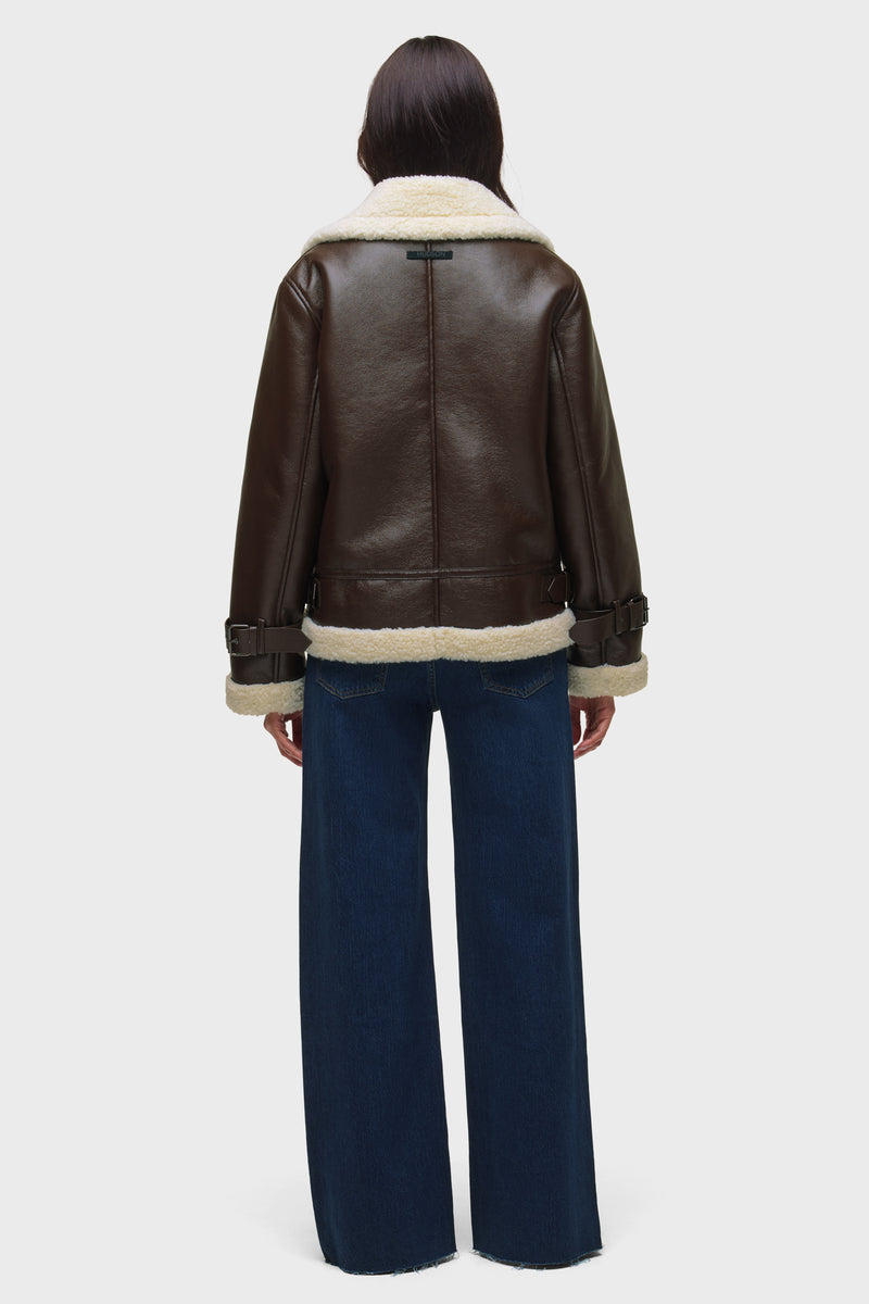 Vegan Leather Sherpa Jacket