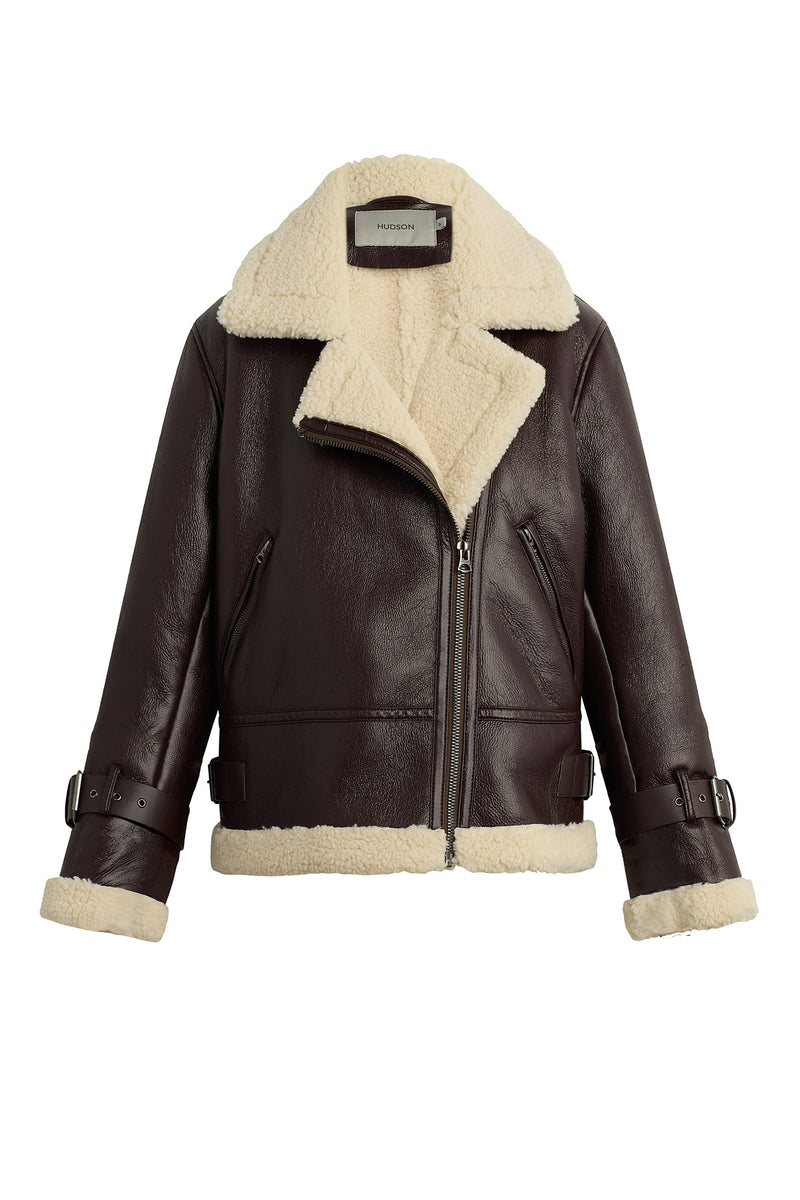 Vegan Leather Sherpa Jacket